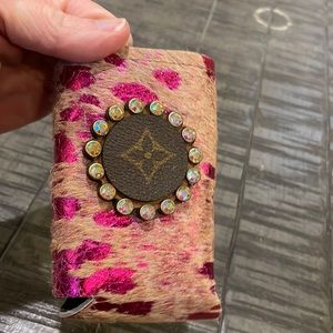 Upcycled LV rhinestone Koozie